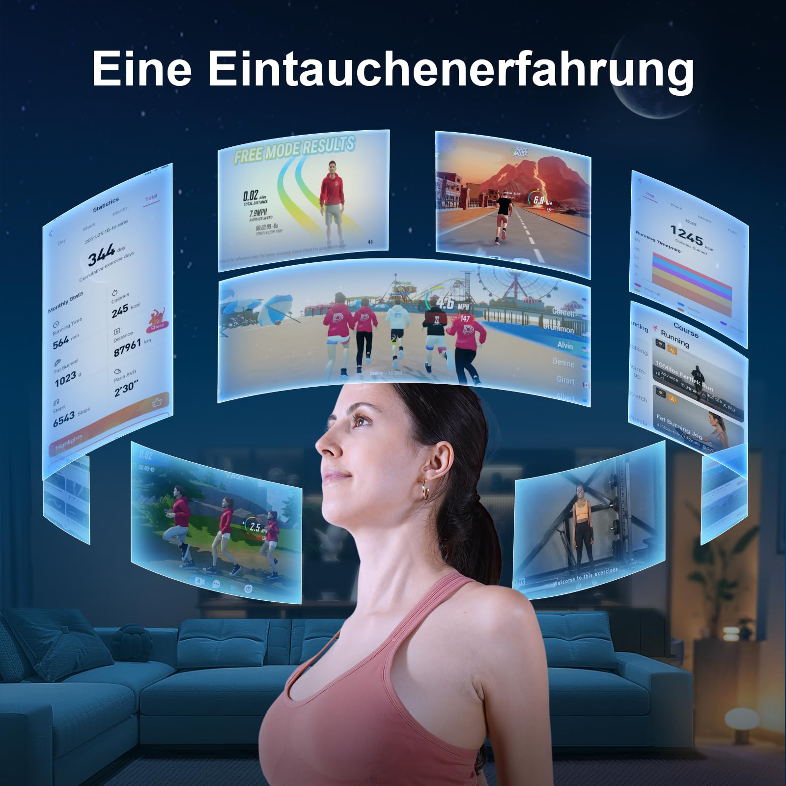 DeerRun Walking Pad Raceable,Laufband für Zuhause bis 136kg, Laufband Schreibtisch mit Pitpat App, Treadmill Leise 2,5PS mit Professionelle Trainingskurse & Multi-Runner-Rennen