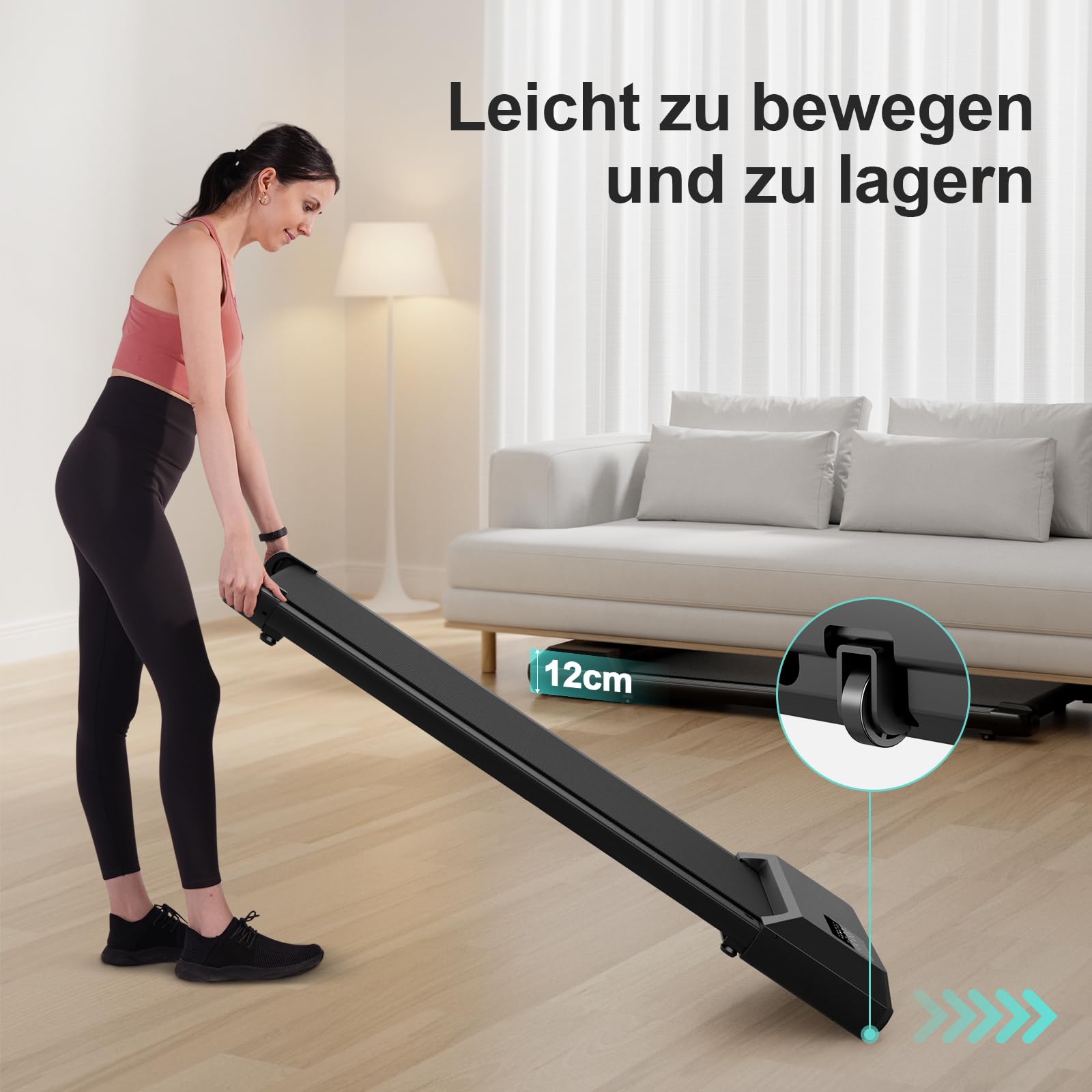 DeerRun Walking Pad Raceable,Laufband für Zuhause bis 136kg, Laufband Schreibtisch mit Pitpat App, Treadmill Leise 2,5PS mit Professionelle Trainingskurse & Multi-Runner-Rennen